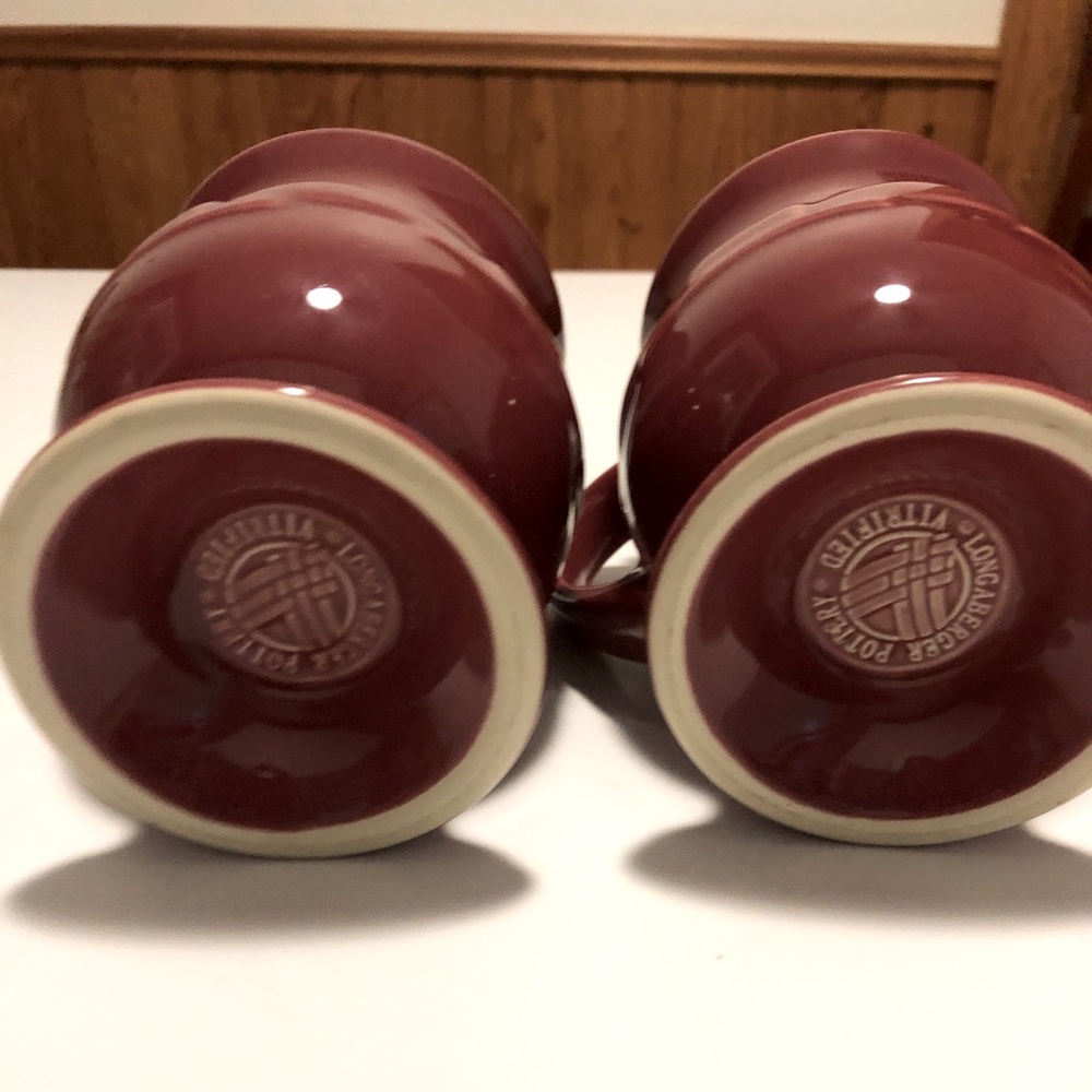 Longaberger Woven Traditions Paprika Red Latte Pedestal Mugs - Set of 2 - Picture 6 of 6